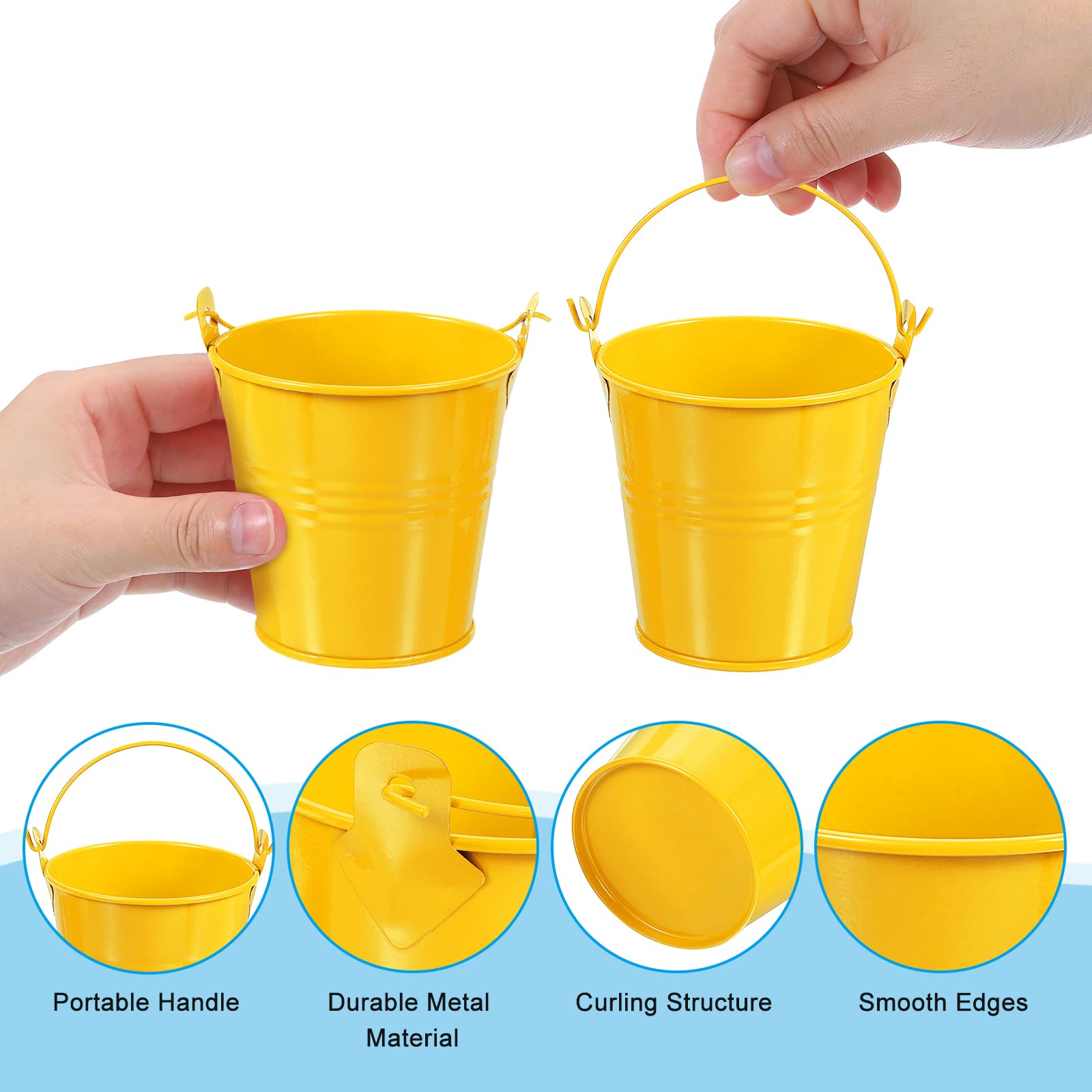 PATIKIL 3"x3" Small Metal Buckets with Handle - Image 3
