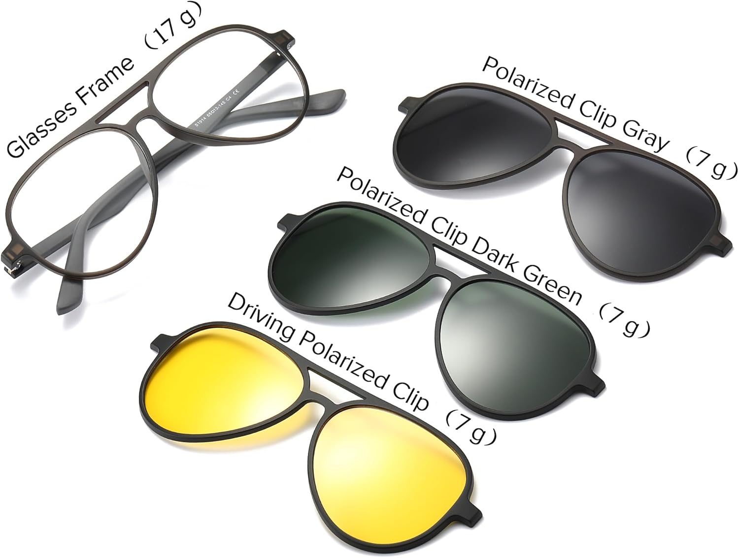 Aviator Polarized Magnetic Clip on Sunglasses for Eyeglasses Men UV Protection Anti Glare Driving Retro Glasses 3Pcs