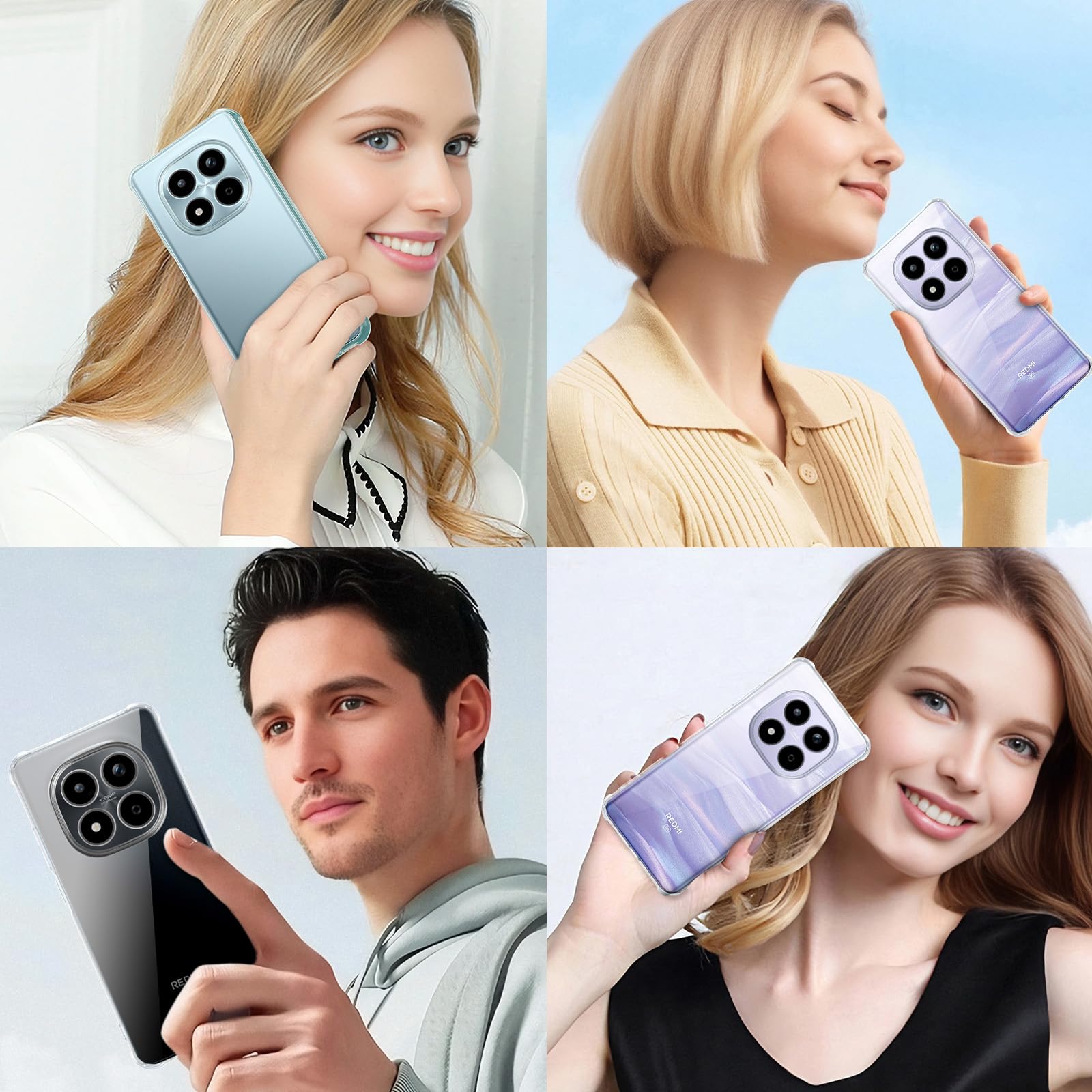 Yohii Cover per Xiaomi Redmi Note 15 4G / 5G / Poco M8 5G, [Protezione Fotocamera] Custodia Antiurto Chiaro, TPU Morbido Silicone Antigraffio Anti Ingiallimento Case, Trasparente