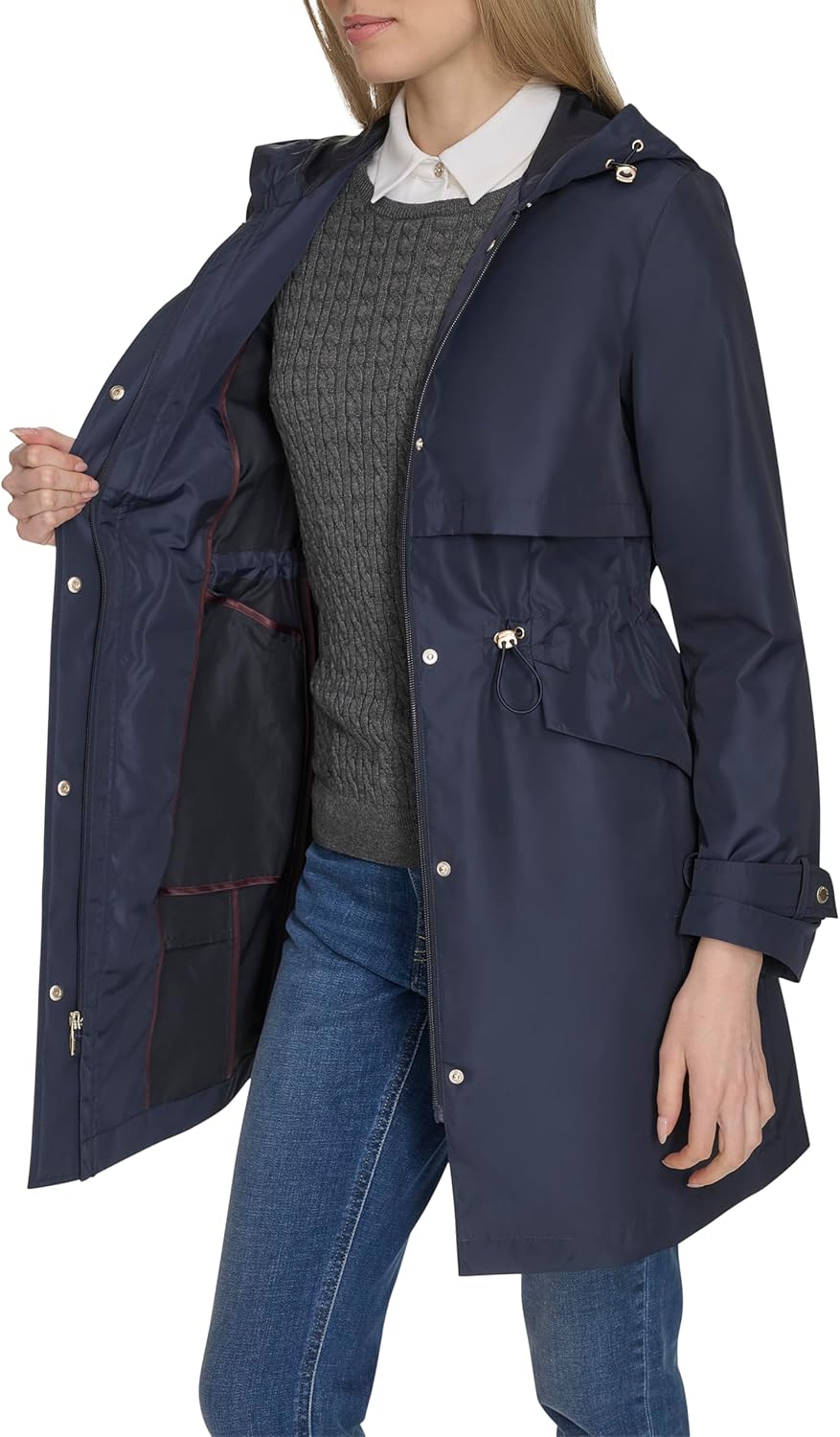 Cole Haan Women's Travel Packable Casual Trench Style Parka Jacket - Image 7