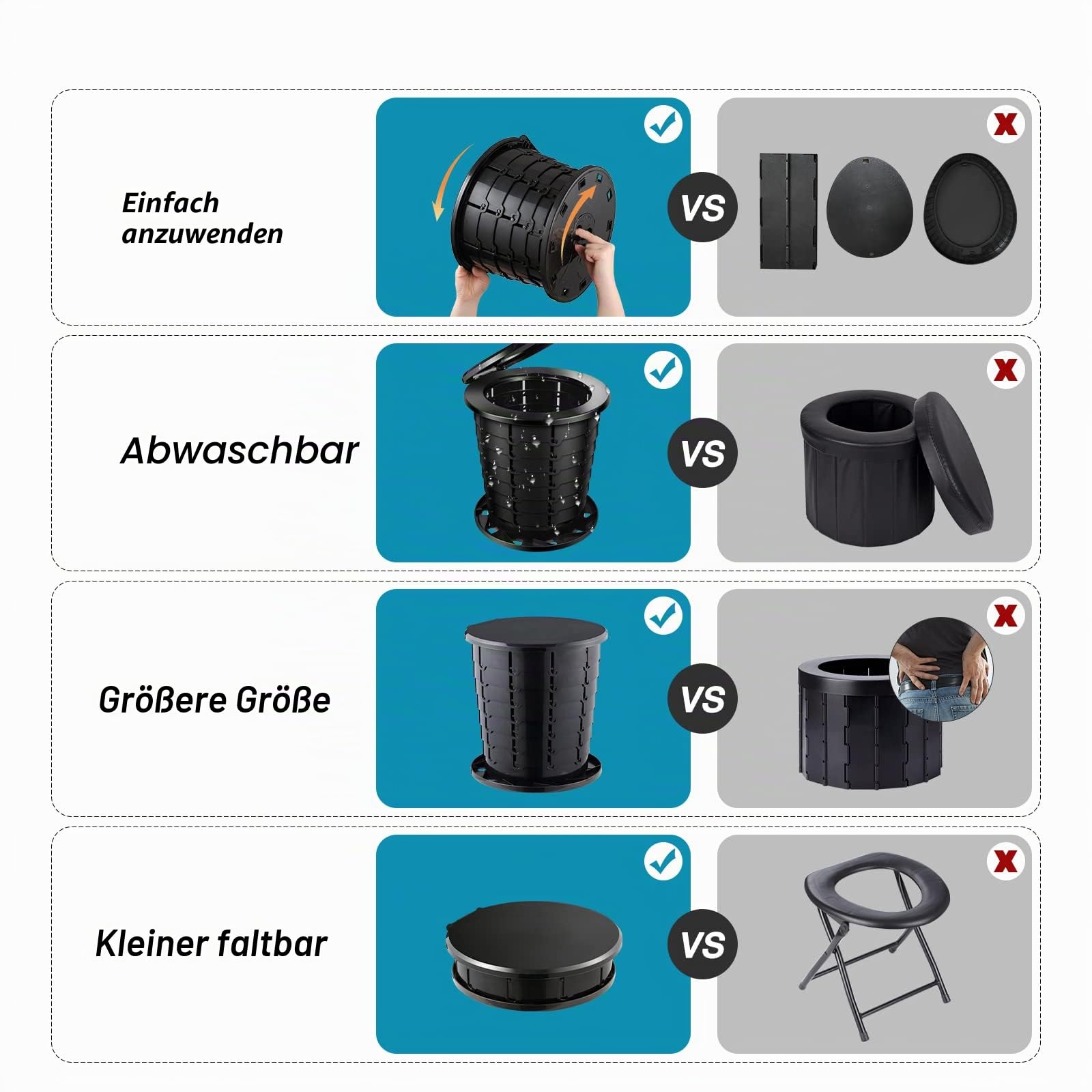 Triptips Reisetoilette, ausziehbar, tragbar, höhenverstellbar, für Erwachsene, Kinder, zusammenfaltbar, für Camping/Auto