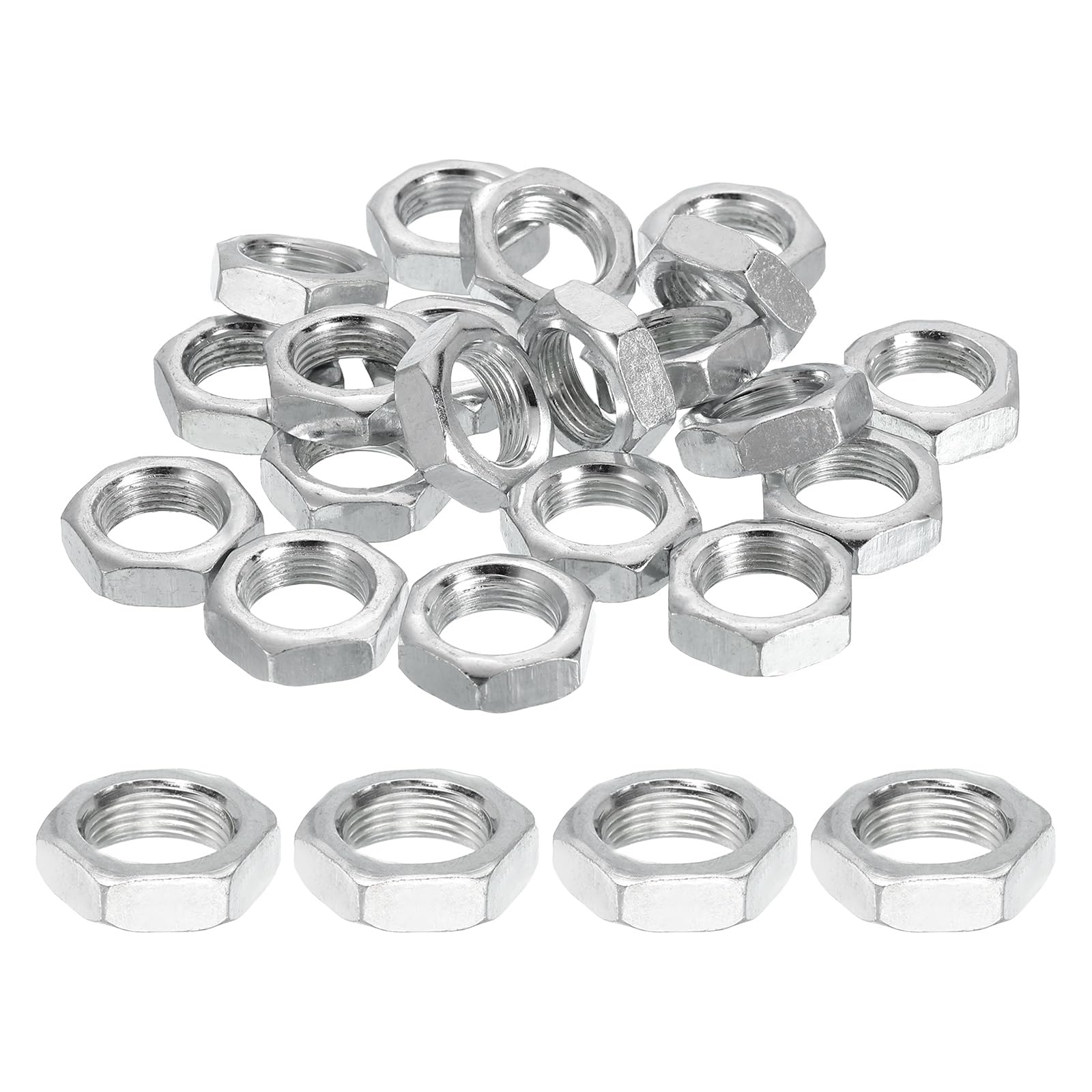 PATIKIL M13x1x6x19mm Steel Hex Nuts, 25Pcs Metric Fine Thread Carbon Steel Zinc Plated Finished Hardware Screw Nuts Fasteners for Machinery Manufacturing, Industrial Use, 19mm Width