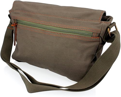 Miniatura 8 de GEARONIC - Bolso bandolera de lona para hombre estilo militar estilo vintage Coffee, forro polar verde con licencia oficial de star wars silent one