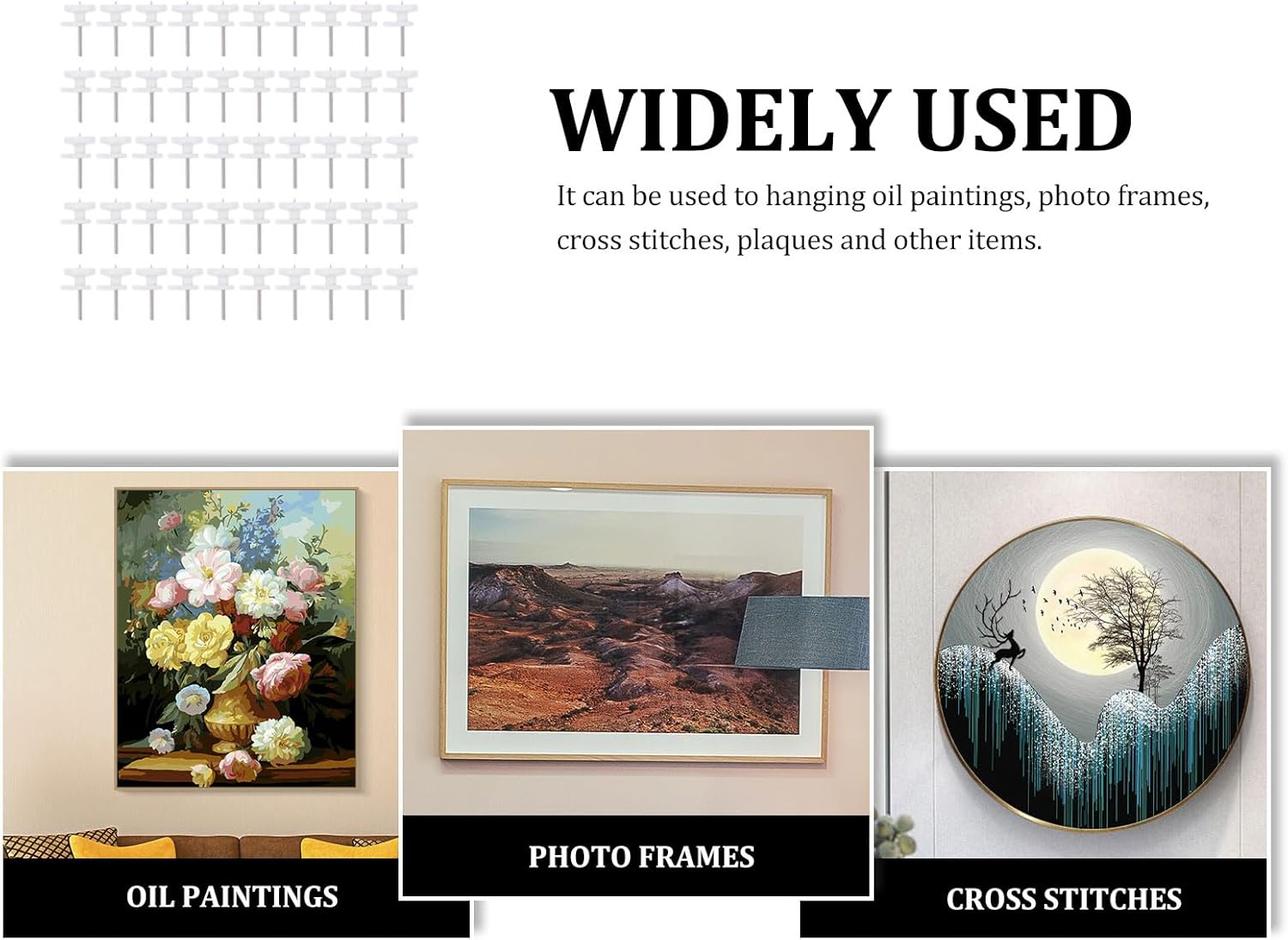 Cabilock Photo Frame Hooks Mini White Traceless Wall Hanging Nails Picture Hangers Hanger Accessories for Oil Paintings and Home Decor