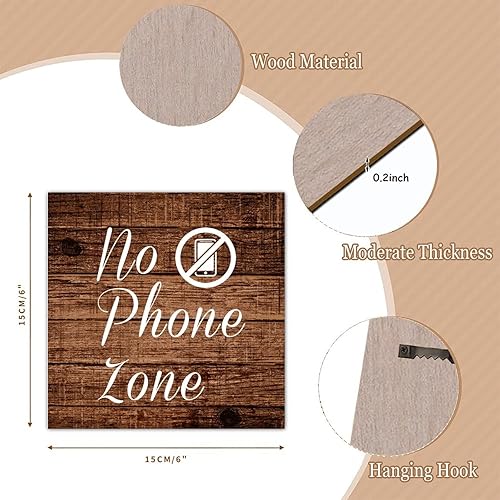 Miniatura 2 de Letrero vintage de madera sin zona de teléfono, letrero de madera rústica para manualidades, letrero de madera envejecida, letrero familiar para