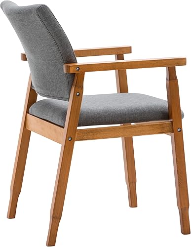 Miniatura 9 de thksbought Juego de 2 sillas de comedor modernas de nogal de mediados de siglo, brazo de madera, tela gris, cocina, cafetería, sala de estar, Juego