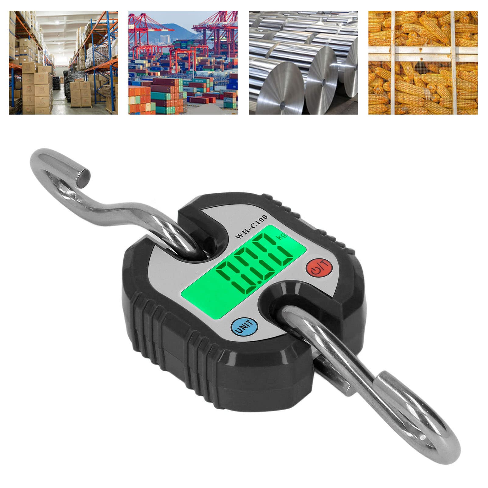 Báscula Colgante, Pantalla LCD Digital con Rango de Pesaje Dual de 0,2 a 150 Kg, Conversión Automática para Almacén, Equipaje, Pesca, Caza (Negro)