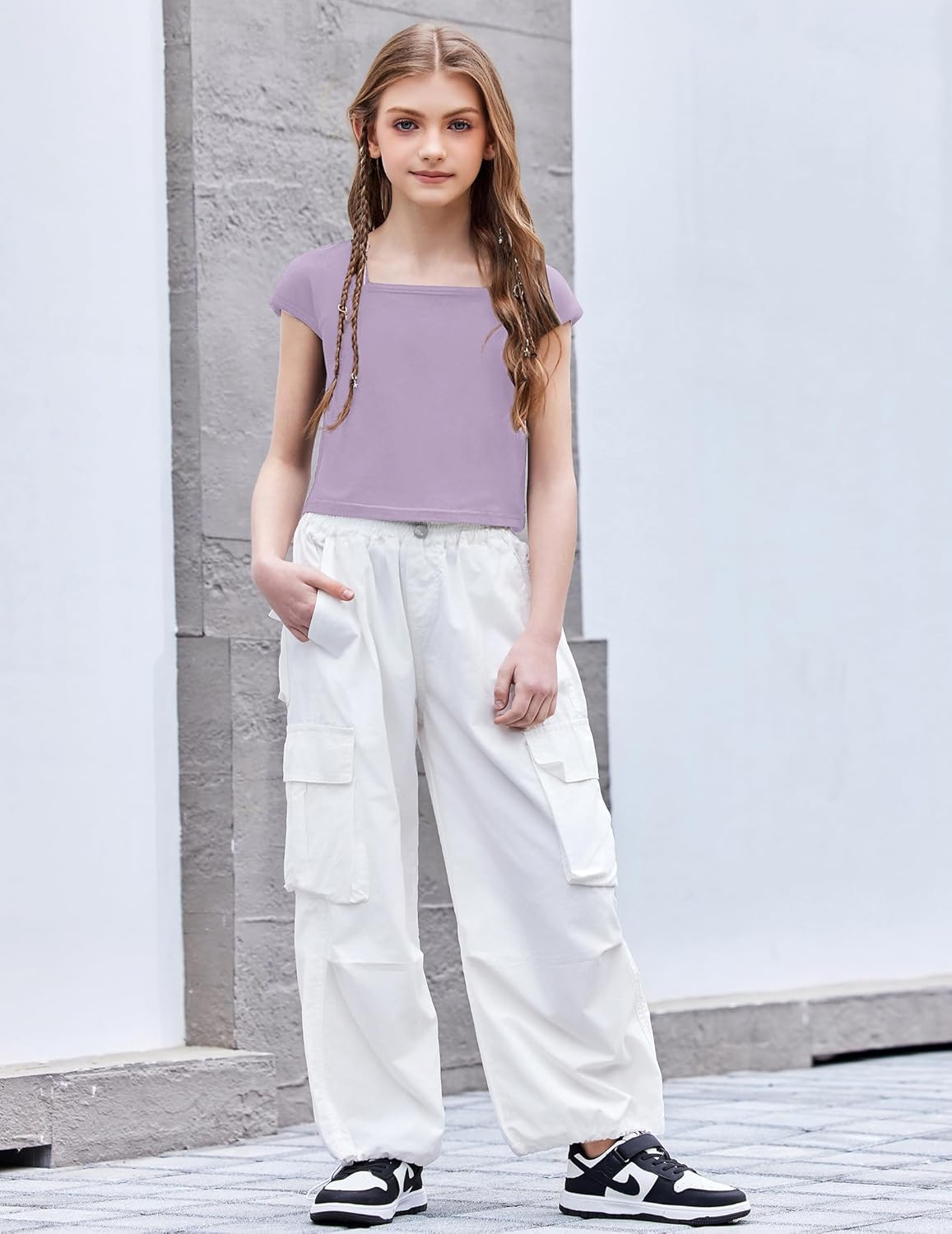 Arshiner Trendy Crop Tops for Girls Short Sleeve Summer Shirts Square Neck Slim Fit Tee Blouse - Image 2