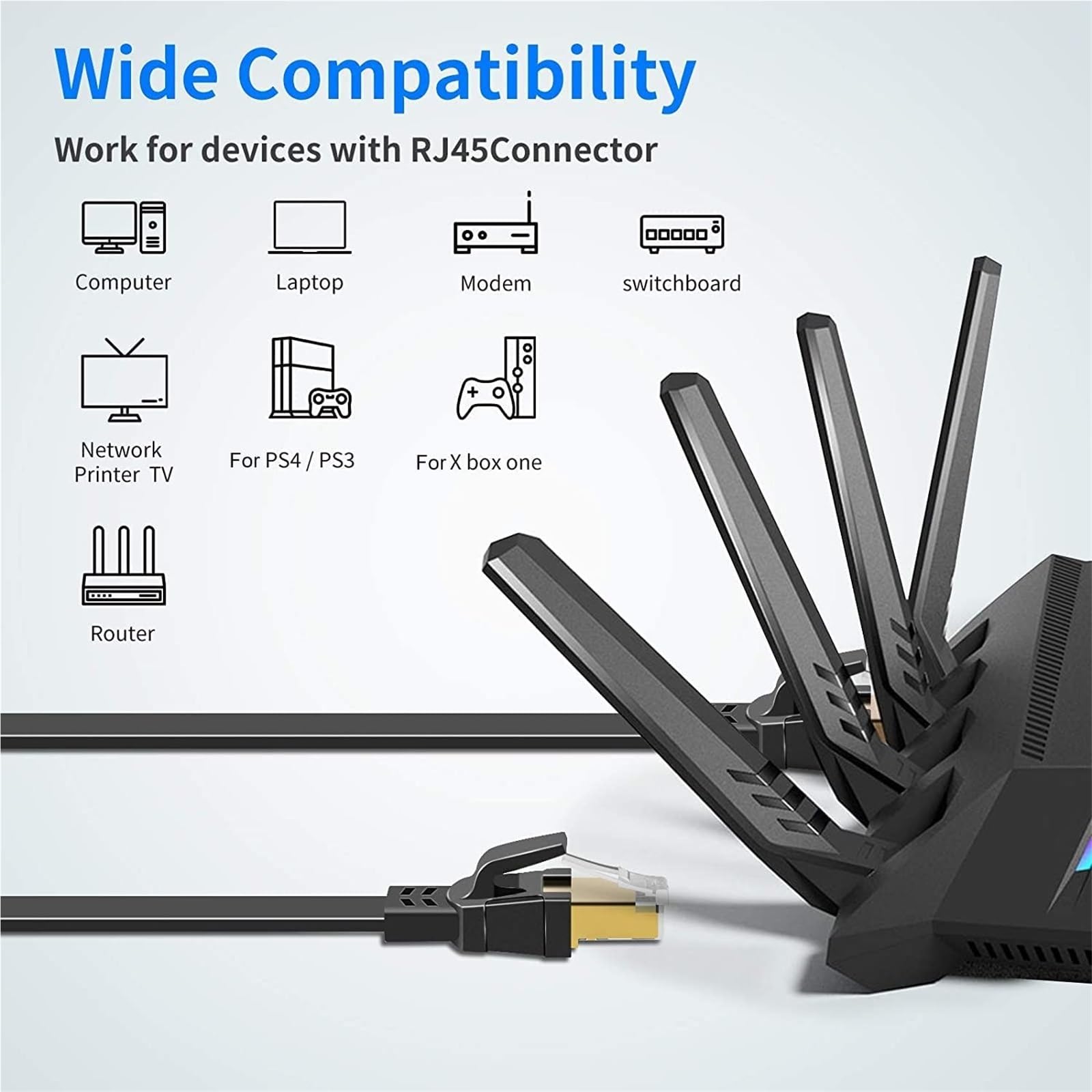 Kabel Ethernet Cat 8 Kabel Lan Network ekranowany kabel połączeniowy RJ45 5 m 10 m 15 m dla modemu routera Kabel Ethernet Cat 8(CAT8 Round-czarny, 3)