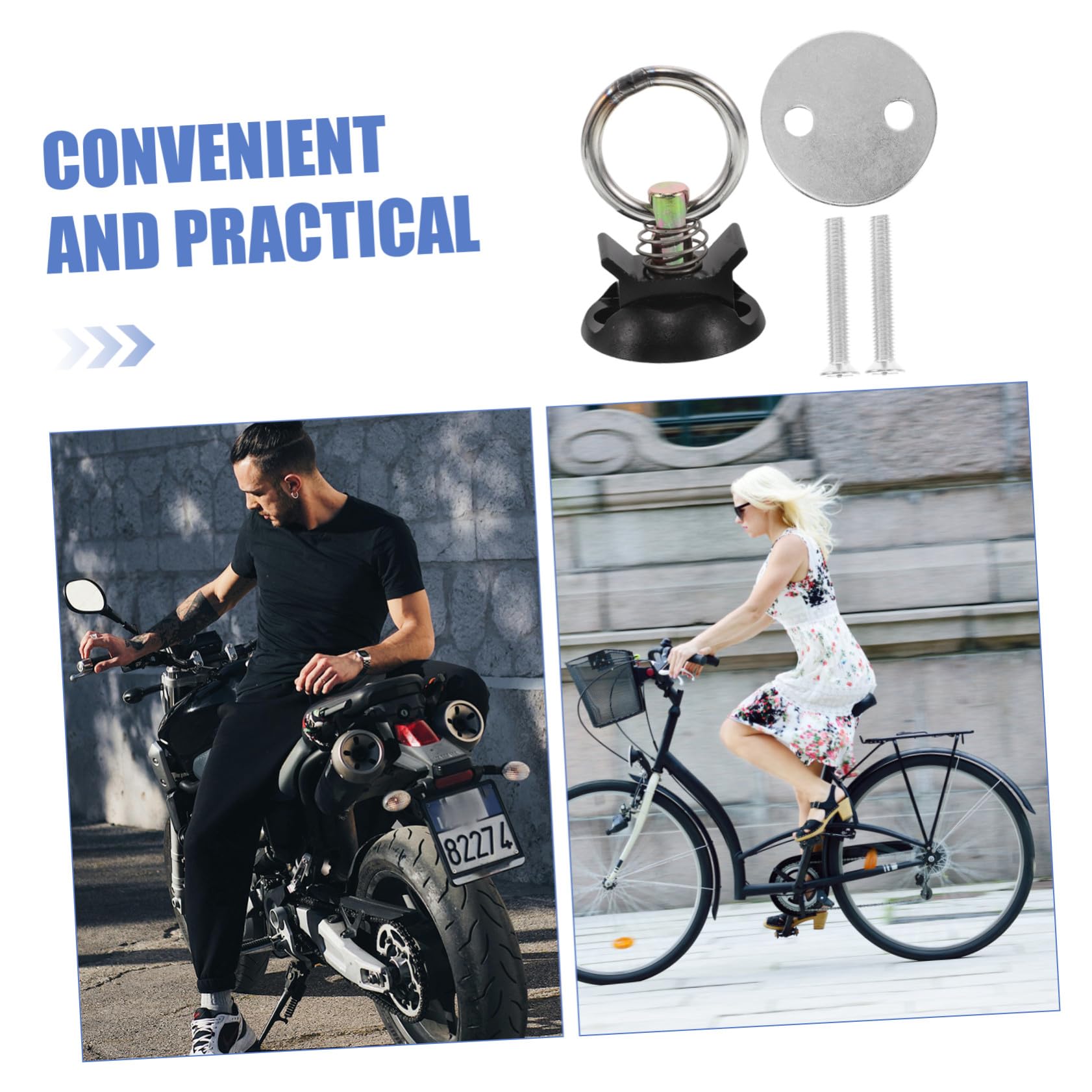 PLAFOPE Kit de 4 Puntos de Anclaje para Motocicletas y Bicicletas Fácil Instalación Redondos Gancho de Amarre Seguro en Aleación de Aluminio y Acero Inoxidable