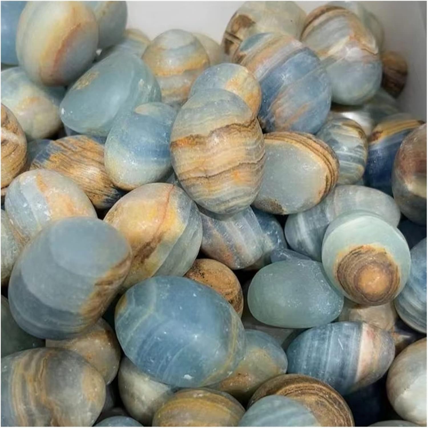 Blue Onyx Tumbled Stone Polished Crystal Gemstone Natural Reiki for Home Decoration (Size : 300g)