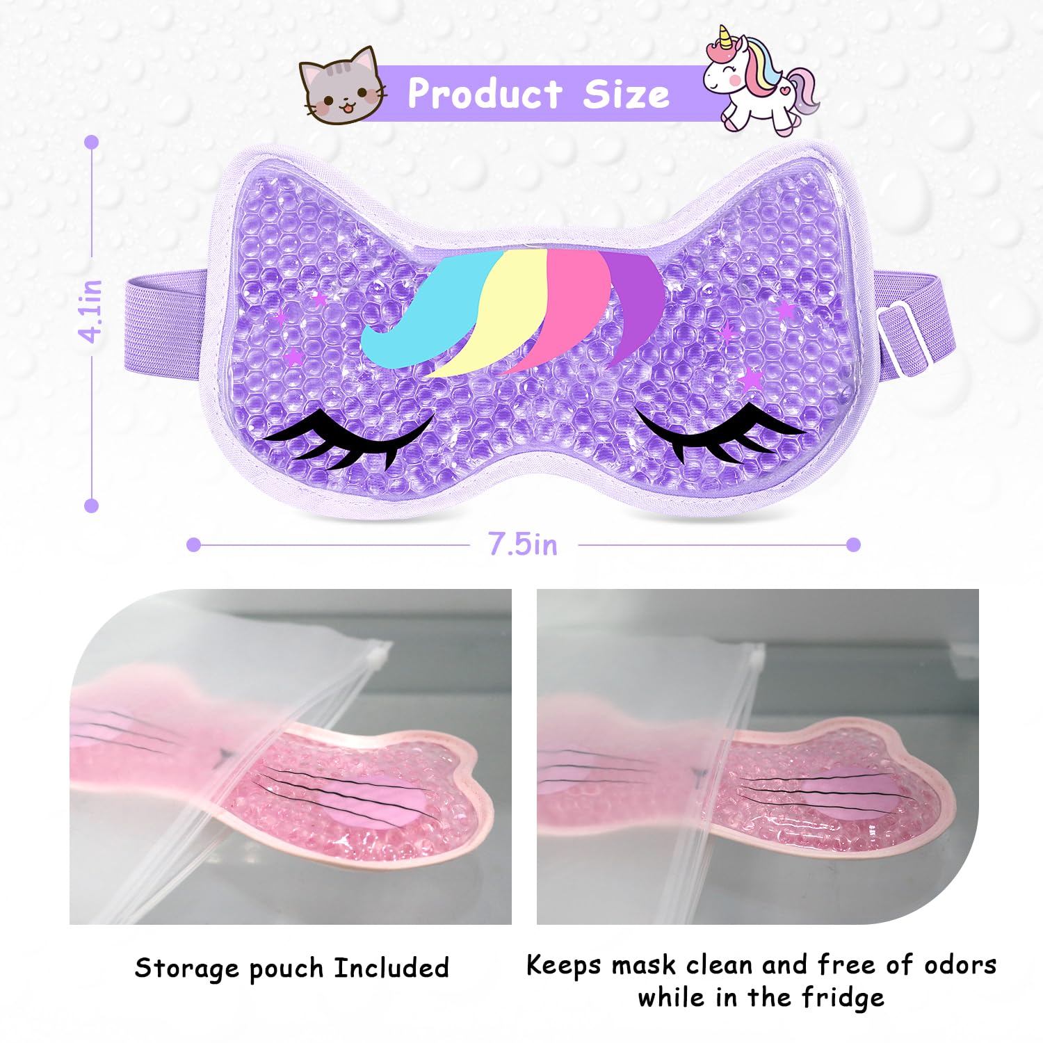 2PCS Cooling Eye Mask Gel Eye Mask, Reusable Hot Cold Therapy Cold Eye Mask for Post Surgery, Puffiness, Dark Circles, Eye Bags, Dry Eyes,color:Pink Purple，number_of_items:2