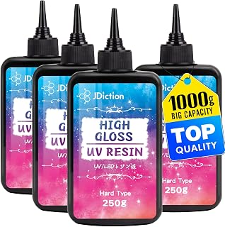 JDiction UV Resin, 1000g High Gloss Clear Solar Cure Sunlight Activated Glue Hard UV Resin Kit for Jewelry Making, Casting, Coating & DIY Crafts