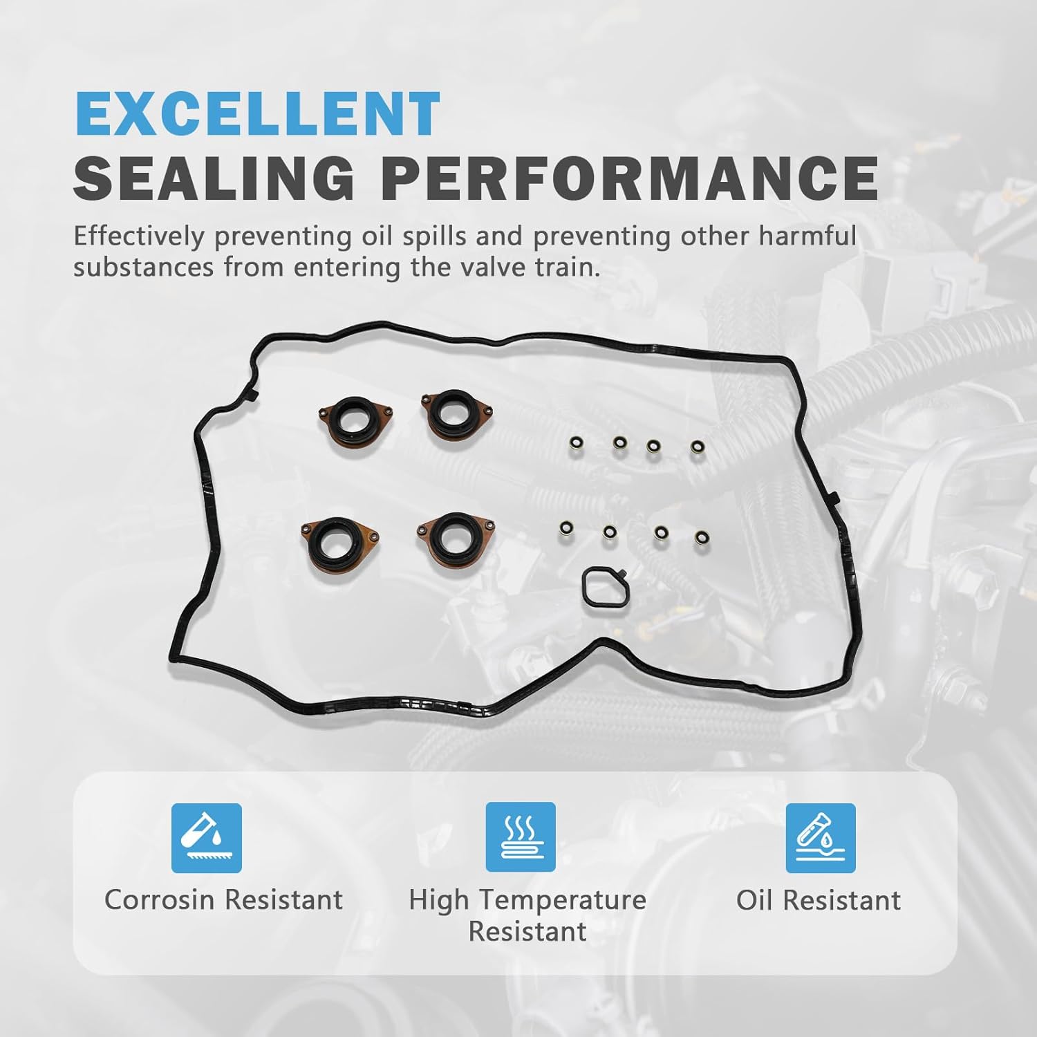 Engine Valve Cover Gasket Set Compatible with HondaAccord CR-V Replacement for Acura LLX TLX L4 2.4L 2013 2014 2015 2016 2017 2018 2019 2020 Replace VS50953R