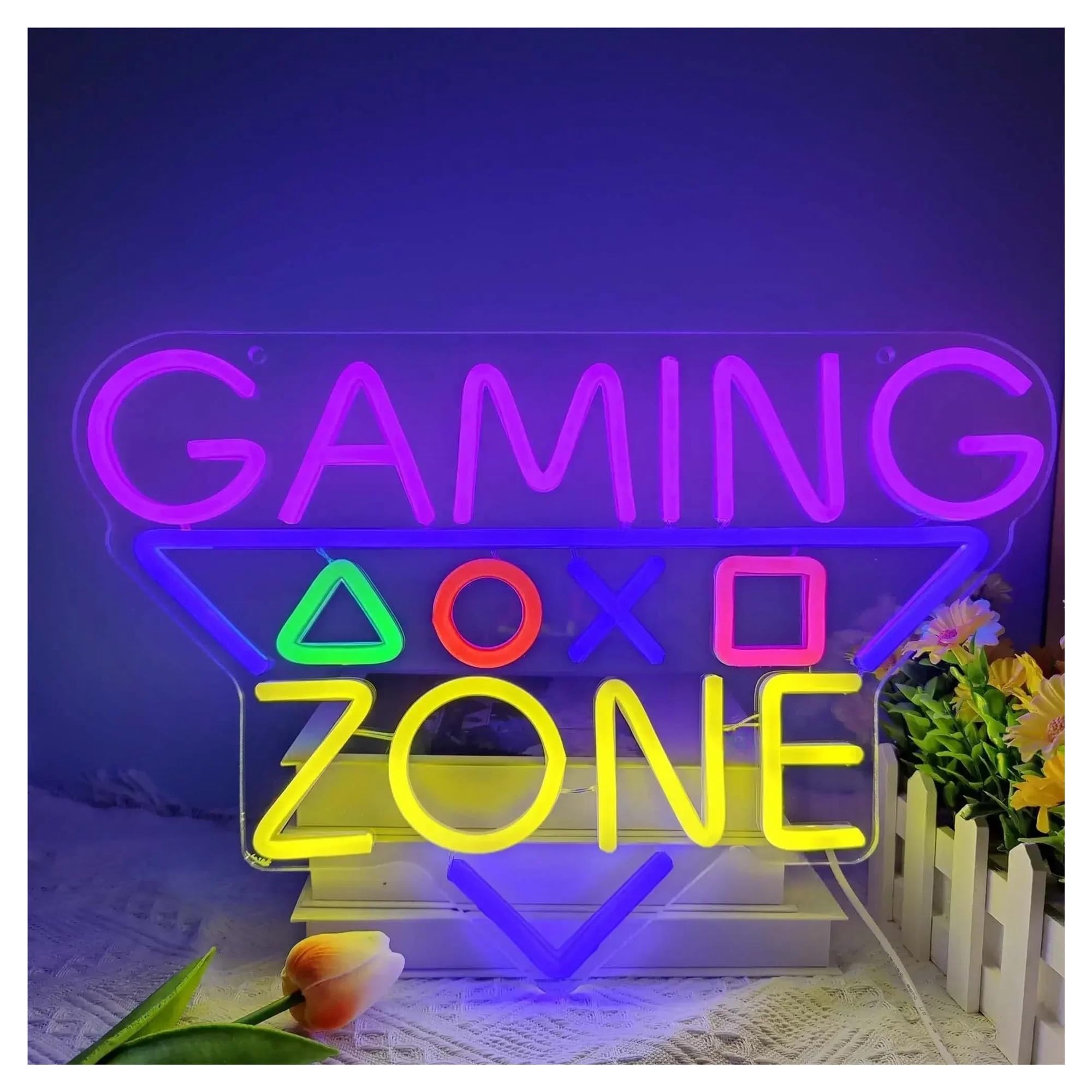 Décor Mural Lumière Enseigne Au Néon Gaming Zone Pour Décoration Murale, Lumière De Jeu Alimentée Par USB Pour Fête D'anniversaire Pour Adolescents Garçons 42cm×28cm