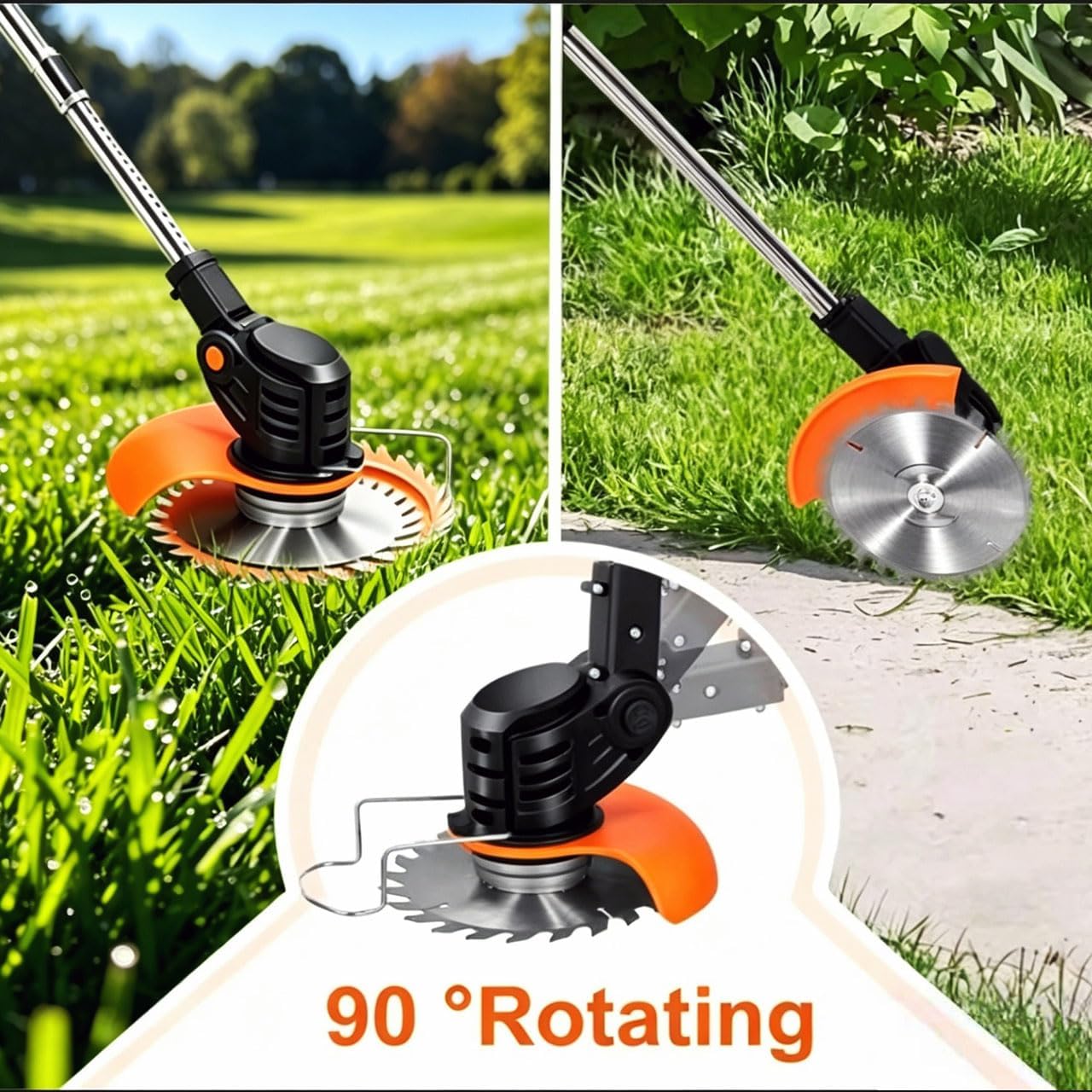 Weed Wacker,Electric Weed wackers with 2pcs 21V Batteries, Cordless Weed Wacker with 3 Different Types of Blades, String Trimmer, Weed Cordles Eater Battery Operated Suitable for Home, Garden and