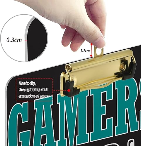 Miniatura 4 de Yasala Portapapeles acrílico controlador de videojuegos, joystick gamer tamaño carta A4, tablero de clip estándar con clip de perfil bajo de metal