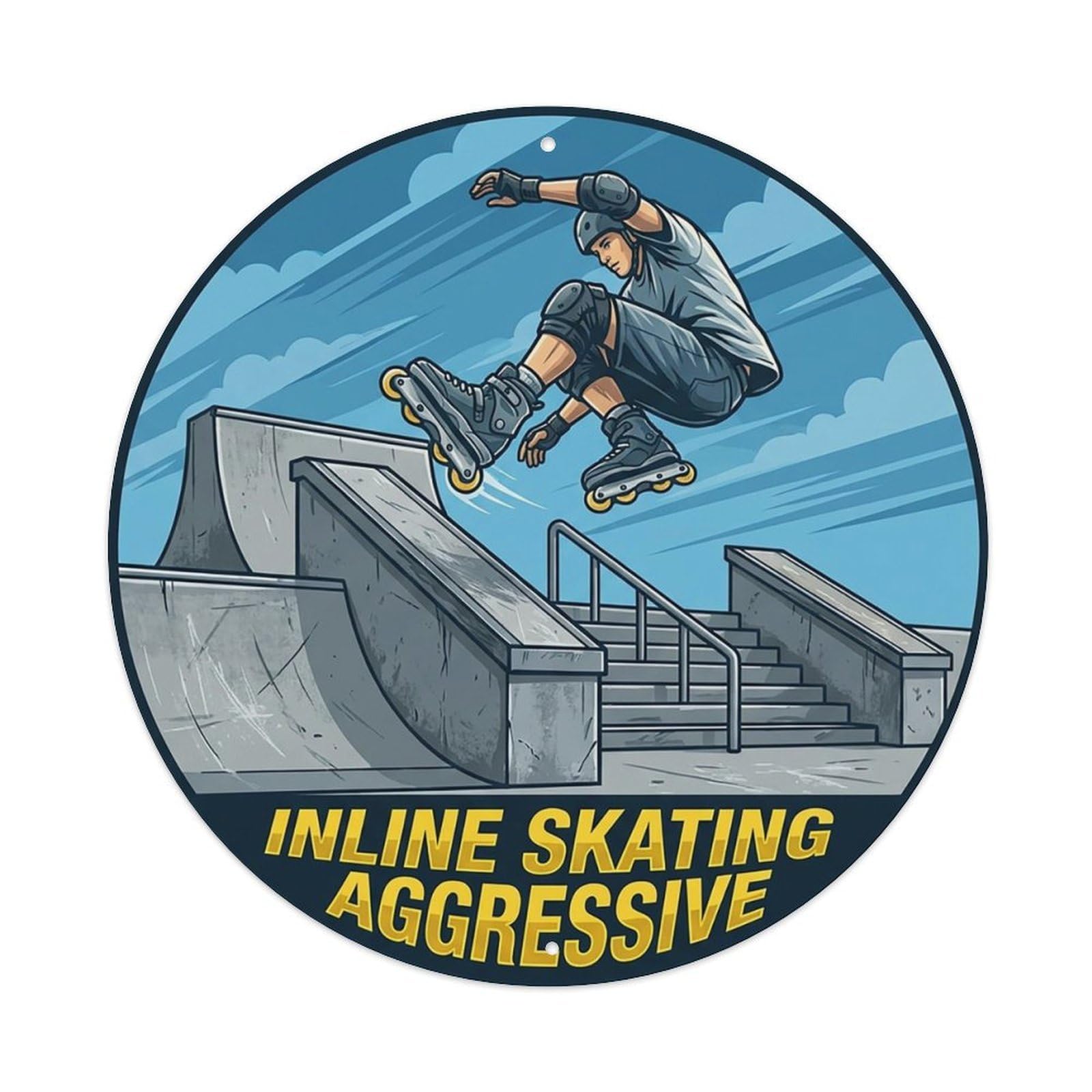 Vintage Inline Skating Aggressive Extreme Sports Vintage Metal Tin Sign Plaque Wall Decor for Cafe, Club Bar, Office, Garden Metal Poster 8x8Inch