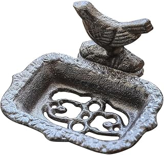 Portable Soap Dish Vintage Cast Iron Bird Soap Dish Bird with Drainage Plastic Storage Box for Bathroom Travel Use