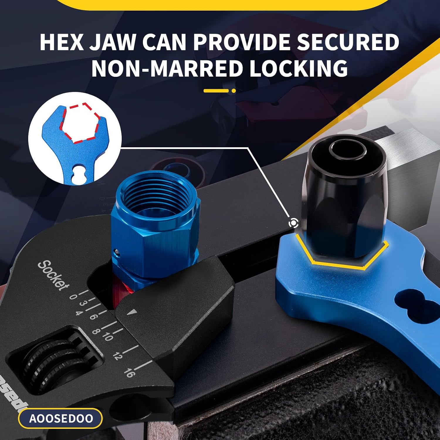 AN Fittings Wrench For 3AN-16AN Flat-ended Hose Fitting Spanner Adjustable Lightweight Aluminum Black With a 6AN Socket-AN8 B-nut Double Hose End Fitting Wrench Blue