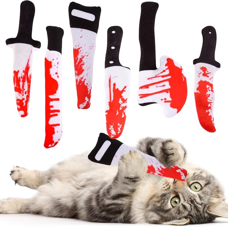 Brinquedos para Gatos com Catnip em Formato de Faca FOIMAS, Pelúcia para Mordiscar, 6 Unidades
