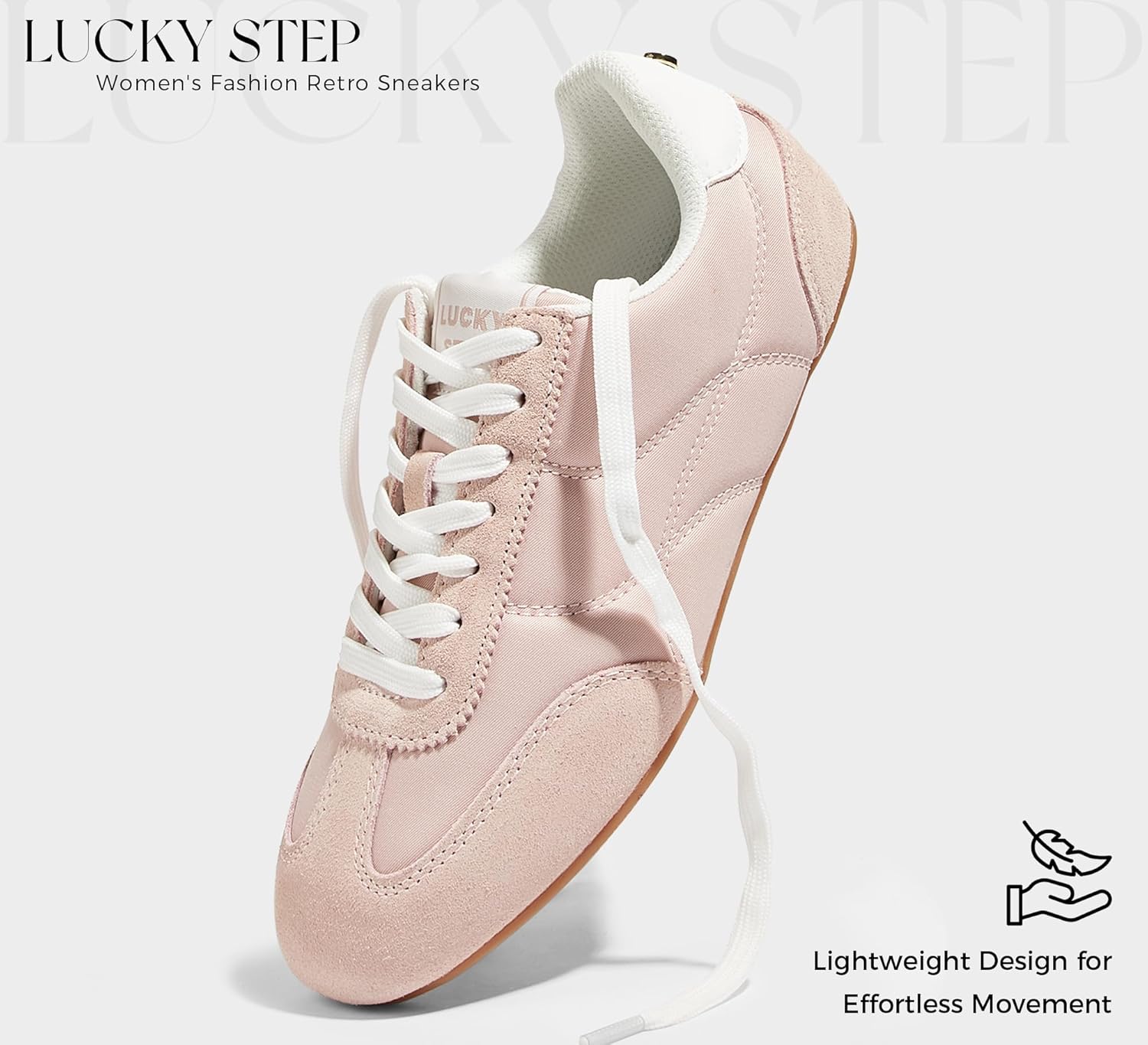 LUCKY STEP Women's Retro Fashion Sneakers Thin Sole Tennis Casual Anti-Slip Cow Suede Running Trainer Gym Trendy Classic Comfortable Lightweight Walking Shoes - Image 2