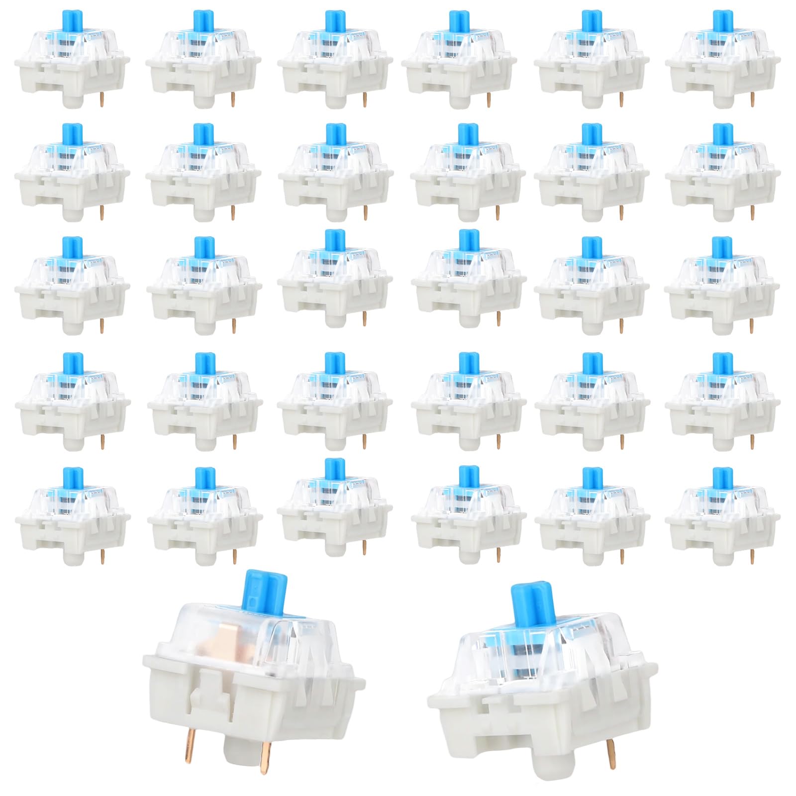 50uds Interruptores de Teclado Mecánico de 3 Pines, Color Azul Resistentes Al Agua y Al Polvo para Teclados Mecánicos Juegos