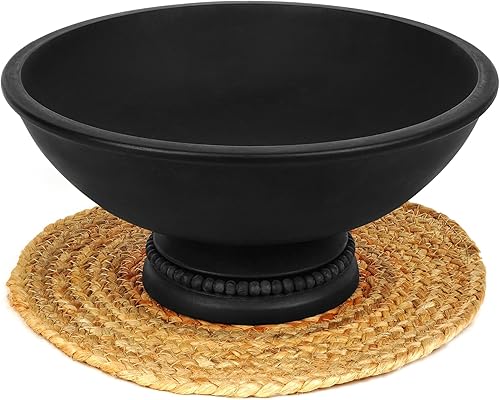 URBANHUT Frutero de madera con manteles individuales de yute, cuencos rústicos decorativos para decoración de mesa, mesa de comedor y centro de mesa