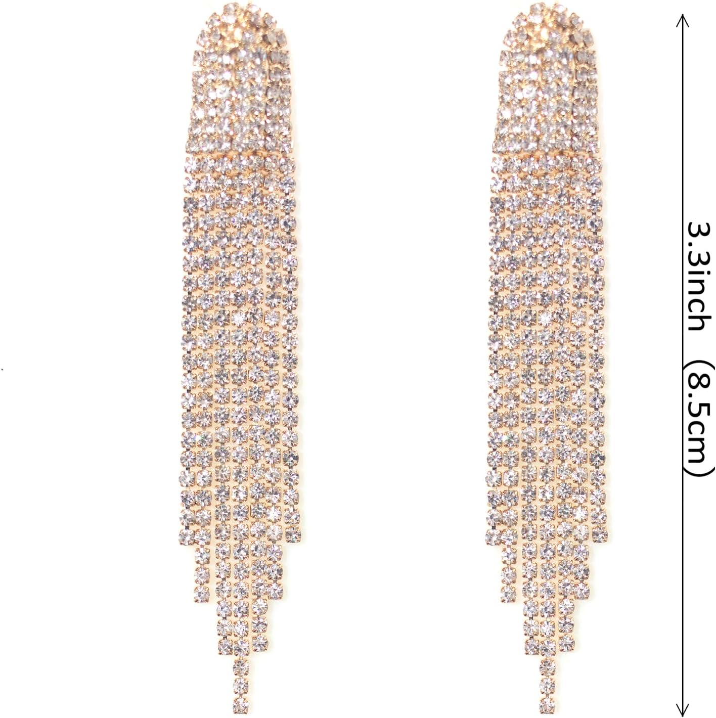 Chandelier Rhinestone Earrings for women,Long Earrings Dangle Dangling Bling Earring Crystal Rhinestone Statement Drop Tassels rhombus Earrings for Prom Fashion Jewelry - Image 5