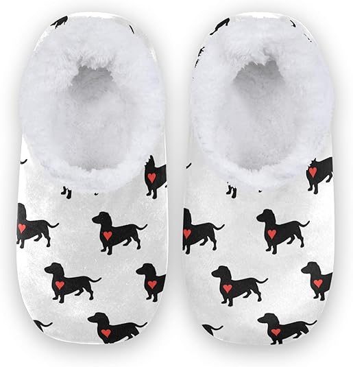 Naanle Heart Dachshund Dogs Women's Closed Back House Slippers Memory