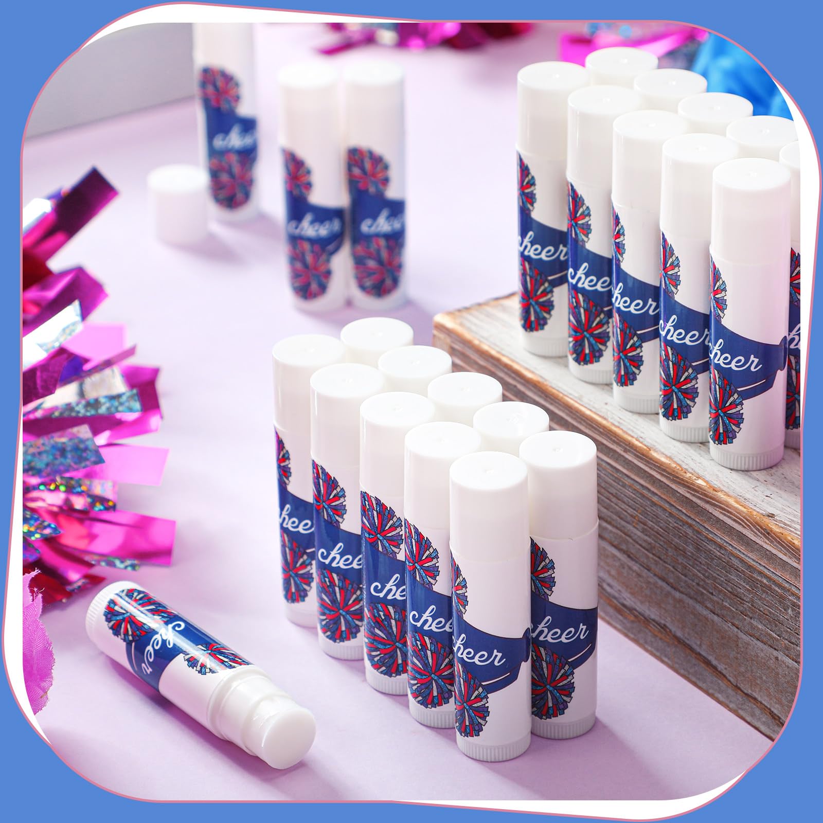 Snapklik.com : Suttmin 24 Pcs Pom Pom Cheer Lip Balm Cheer Teams Gifts ...