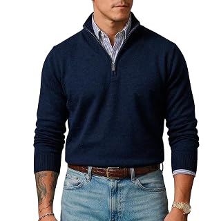 Blusa Suéter Meio Zíper com Gola Alta Masculino