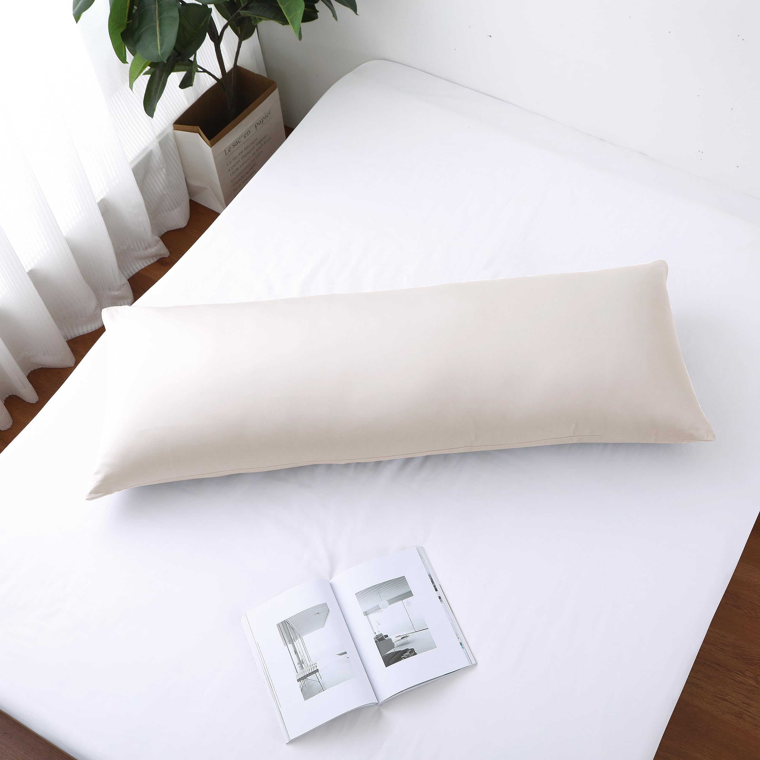 MoonRest 100% Cotton Body Pillow Case - Luxury High Thread Count, 20x54 Inches (Gold)