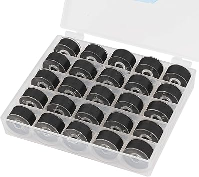 Simthread 25pcs Size A SA156 60WT Prewound Bobbin Thread - Black
