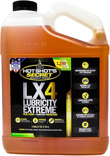 Hot Shot's Secret LX4 Lubricity Extreme 1 galón, tratamiento de combustible para todos los motores, aditivo de gasolina y diésel, aditivo de
