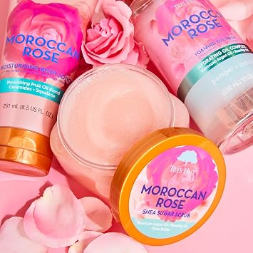 Tree Hut Moroccan Rose Shea Sugar Scrub | Exfoliating Body Scrub Removes Dead, Dry Skin for a Soft & Hydrated Feel | Nourishing Essential Body Care | 18 fl oz.