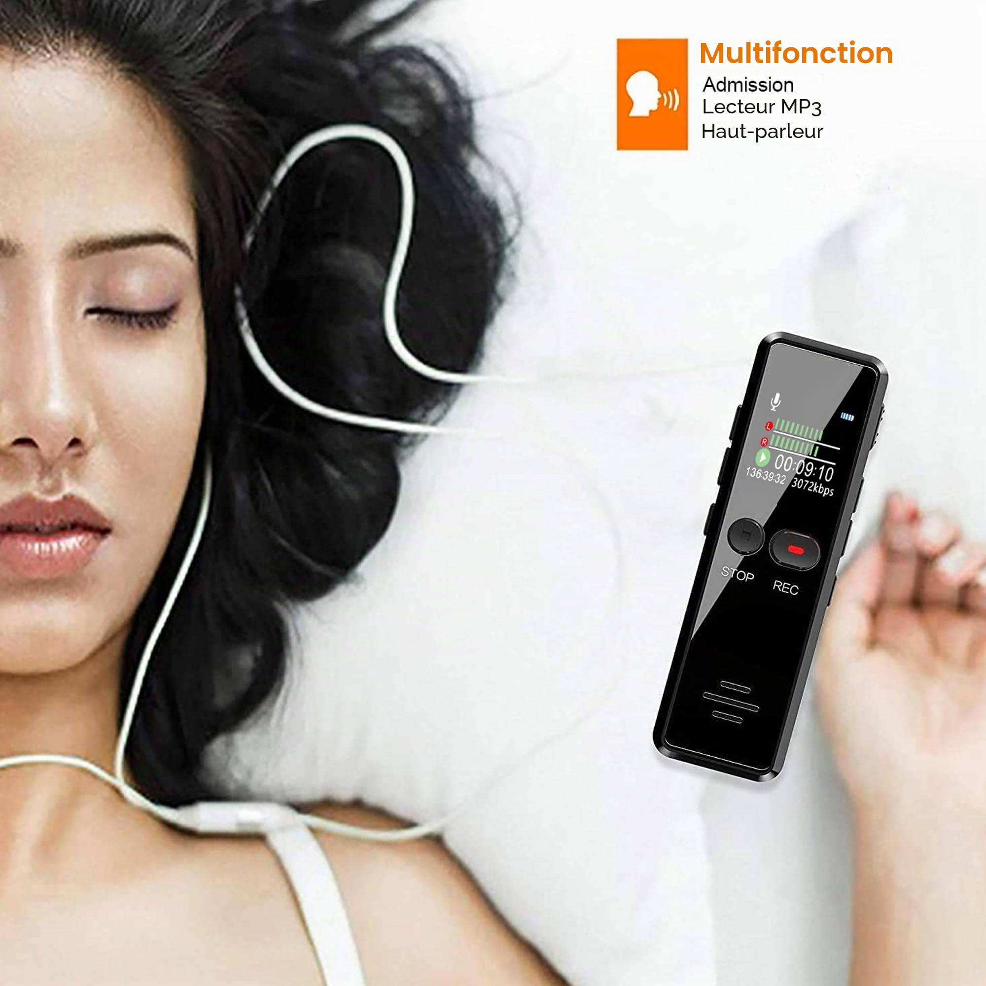 Enregistreur Vocal Numérique 64G Anti Bruit USB MP3 conférences