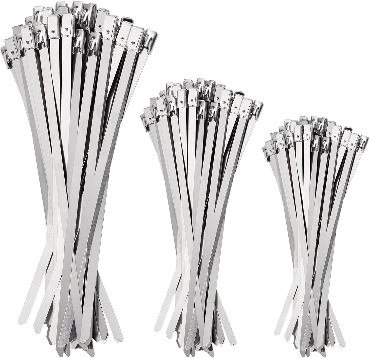 Metal Zip Ties, 150 pcs Self-Locking Cable Ties Heavy Duty Stainless Steel Zip Ties for Machinery, Vehicles, Exhaust Wrap, Farms, Pipes, Roofs, Cables, Wire Fence Rolls and Outdoor Fence
