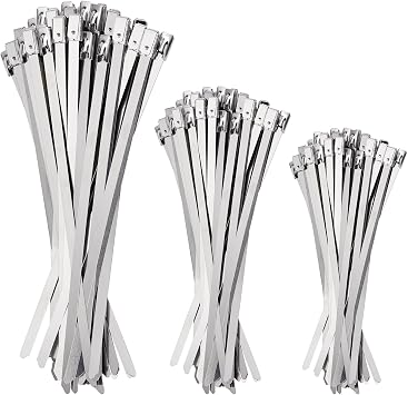Metal Zip Ties, 150 pcs Self-Locking Cable Ties Heavy Duty Stainless Steel Zip Ties for Machinery, Vehicles, Exhaust Wrap, Farms, Pipes, Roofs, Cables, Wire Fence Rolls and Outdoor Fence