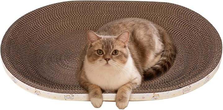 Cat Scratcher Cardboard - Comfortable Breathable Corrugated Pet Supplies - Oval Cat Scratcher Couch Bed | for Small Large Kitten Play Sleep Outdoor Home Living Room Bedroom Floor