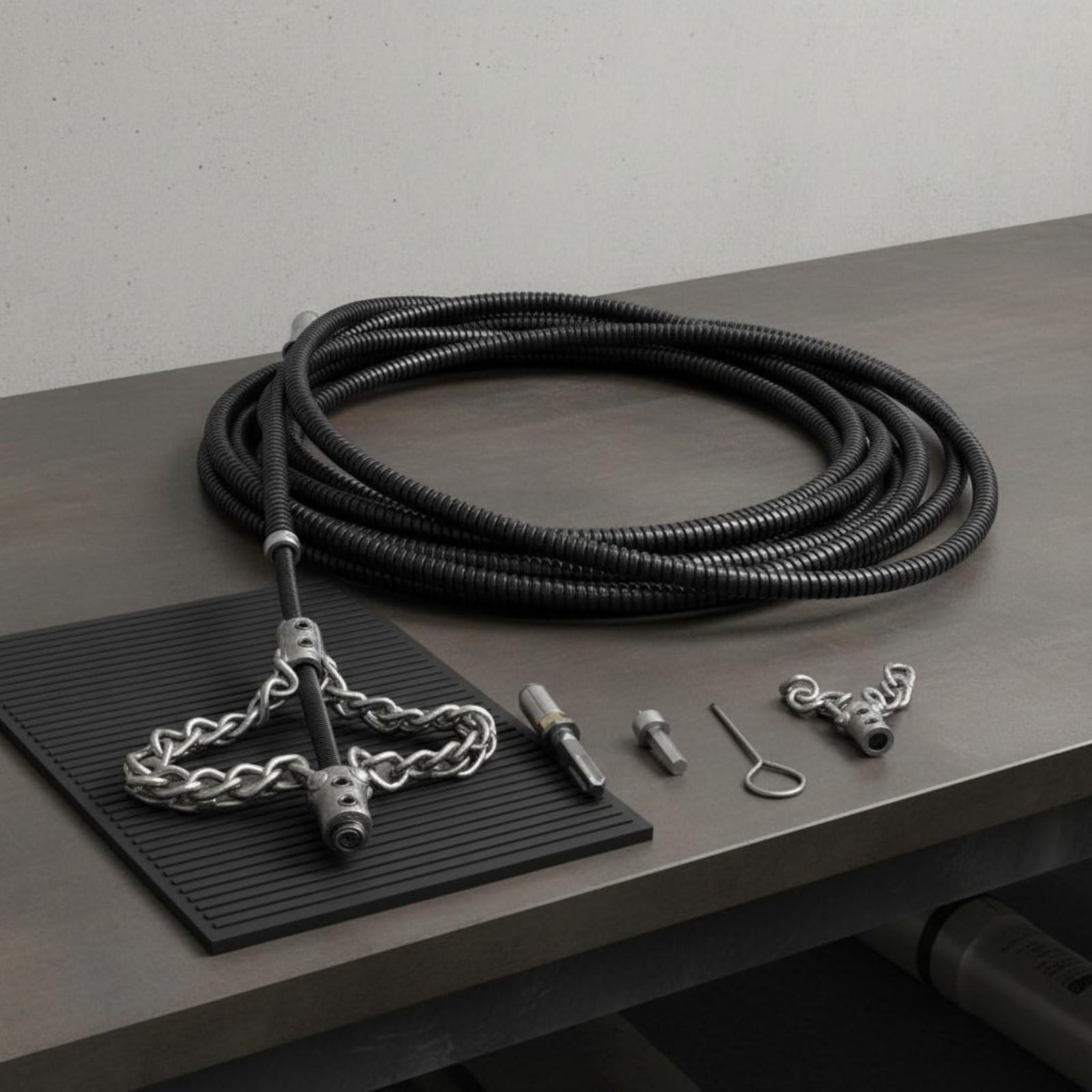 Resorte de Limpieza de Drenaje Flexible para Eliminar Residuos en Tuberías con Cabeza Desincrustante y Muelle Reforzado Adecuado para Profesionales Hogares Locales Comerciales, 15M