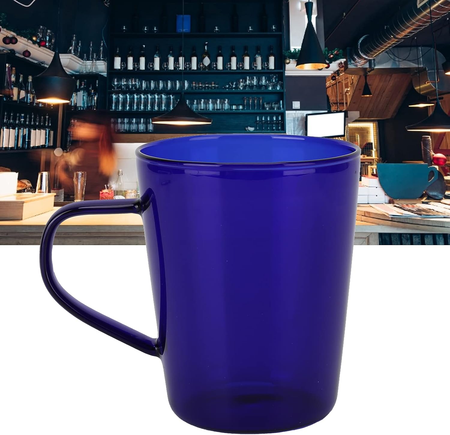 380ml High Borosilicate Glass Insulated Mug, EasytoClean Coffee Cup, Blue, Suitable for Hotels and Coffee Shops (Blue)