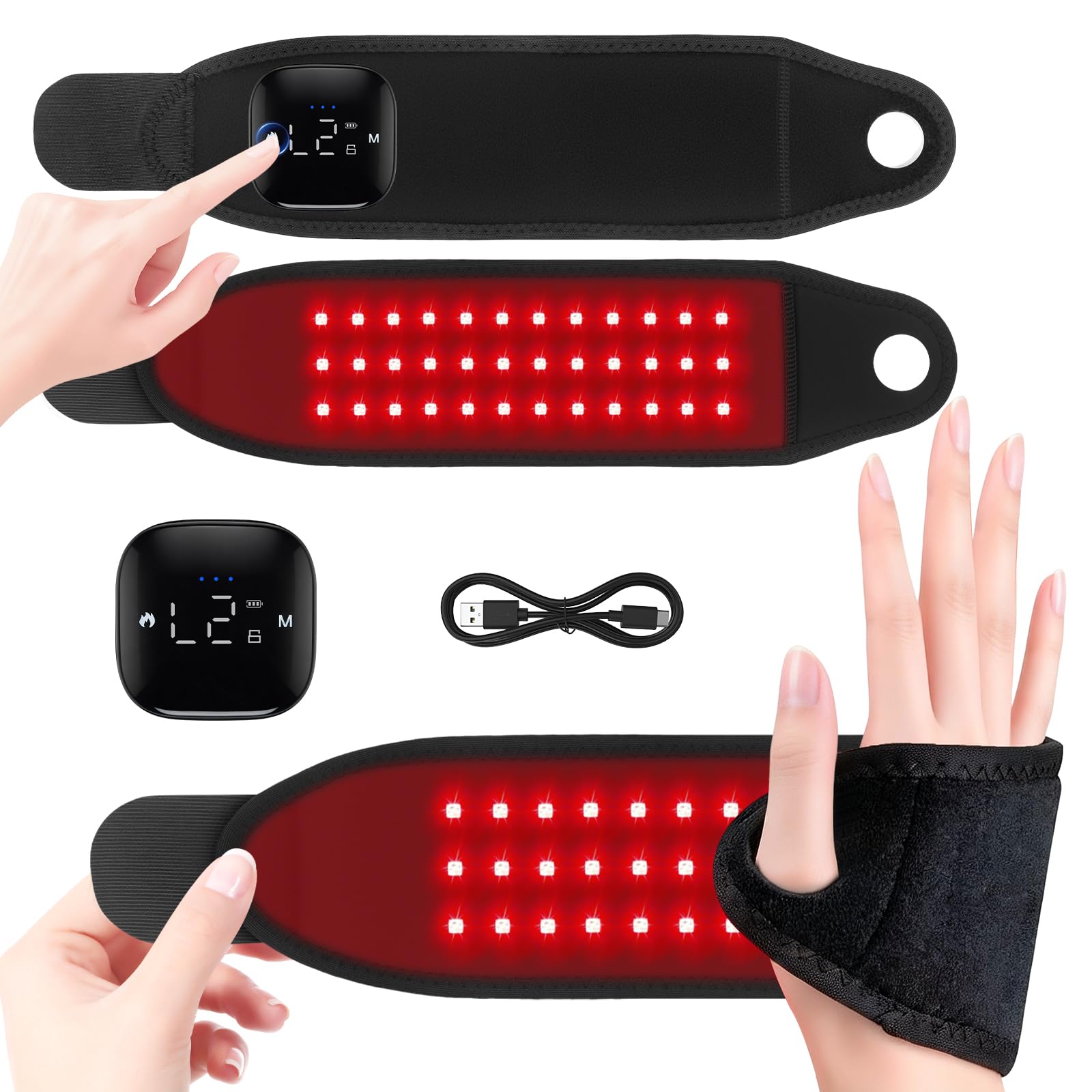 Photo 1 of Red Light Therapy Therawrap for Carpal Tunnel, Portable Red Light Therapy for Hands Wrist Massage, 660nm & 850nm Near Infrared Light Device, with 36 Beads for Faster Recovery & Hand Pain Relief