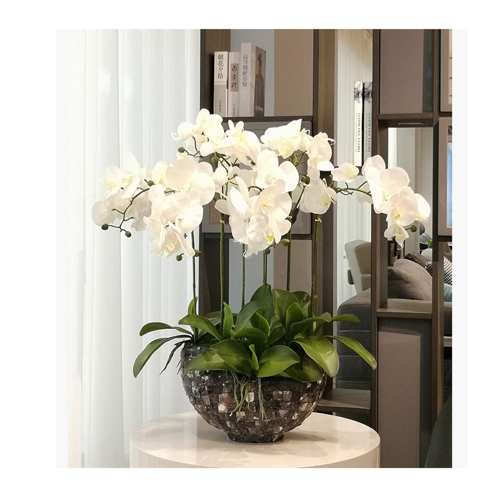 Centrotavola con Fiori Artificiali, Composizione di Orchidee Farfalla, Bouquet di Petali di falaenopsis in Vaso, Bonsai con Vaso per casa/Ufficio/Matrimonio Ciao