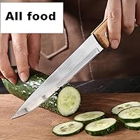 Vista 3 de Cuchillo de pelar frutas y verduras de corte de carne cuchillo de cocina de acero inoxidable hoja ultra afilada mango ergonómico de madera