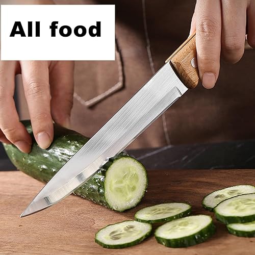 Miniatura 3 de Cuchillo de pelar frutas y verduras Cortar carne Cortar cuchillos de cocina Acero inoxidable Hoja ultra afilada Mango ergonómico de madera