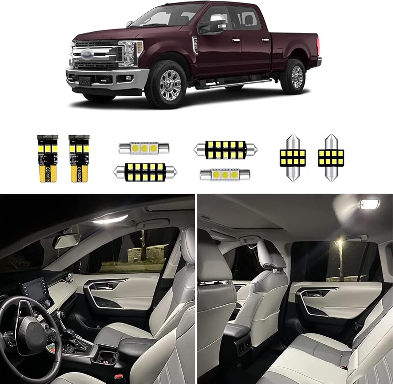 Kit de lâmpadas LED internas HUOKEDS 6000K para Ford F-250 F-350 1999–2016 – 12 unidades