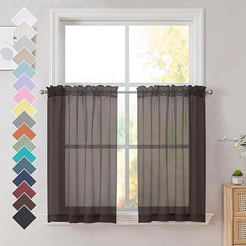 Miniatura 122 de OVZME 2 paneles de cortina traslúcidas para ventana, 96 pulgadas de largo, para dormitorio, diseño de bolsillo superior para cortinero, tratamiento