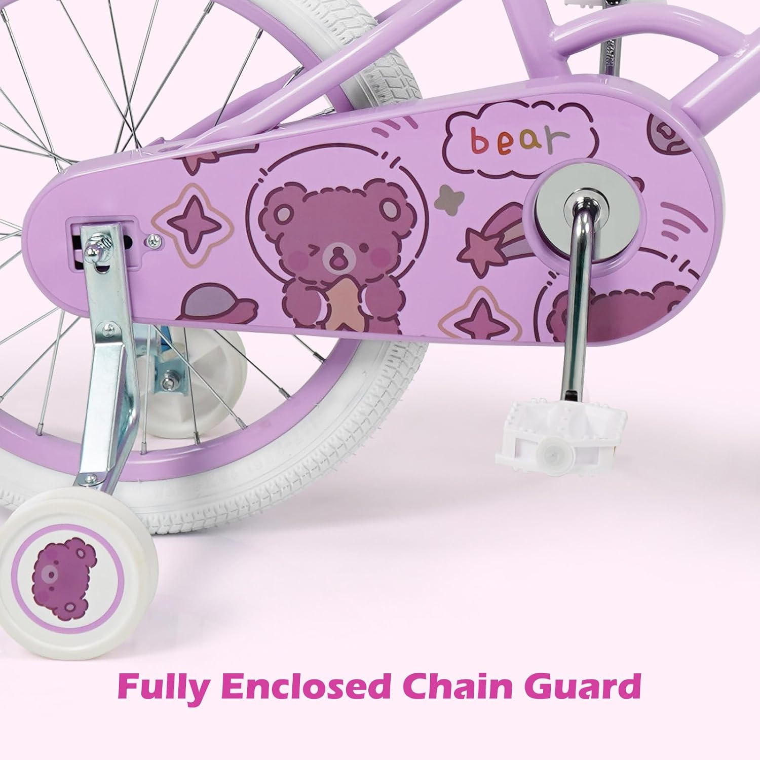 Olakids Kids Bike, 12 14 16 18 Inch Bear Themed Toddlers Bike with Training Wheels Adjustable Seat Handlebar Coaster Brake and Handbrake, Children's Bicycle for Boys Girls