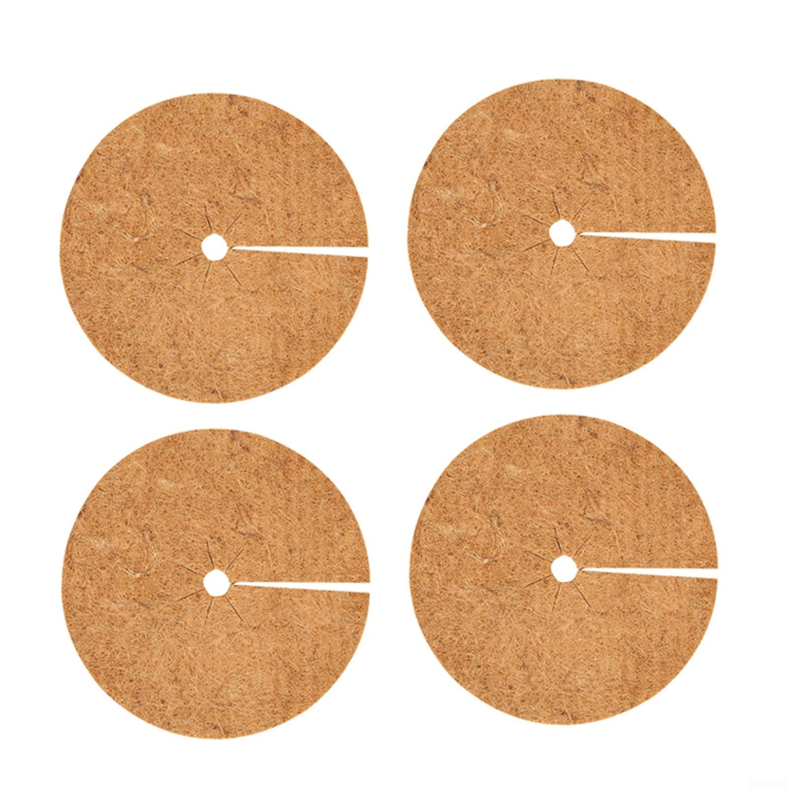 Set di 4 anelli di pacciamatura in cocco naturale realizzati con fibra di cocco per proteggere le piante, previene le erbacce e mantiene l'umidità intorno ai tronchi degli alberi e alle piante (60 cm)